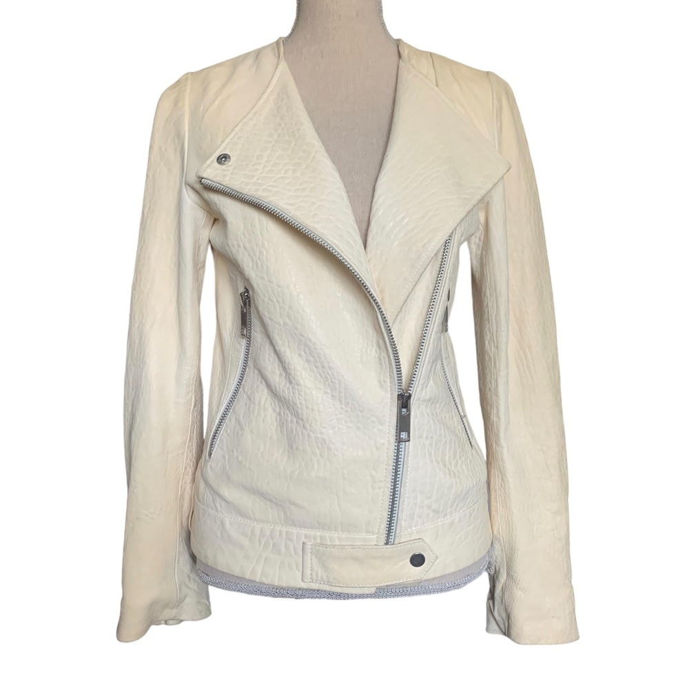 Zara 100% Sheep Leather Moto Jacket Size Small